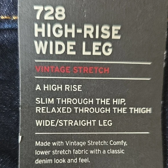 Levi's Dark Wash Indigo Wide Leg High-rise Zip Premium Jeans Size 29 - Picture 12 of 13